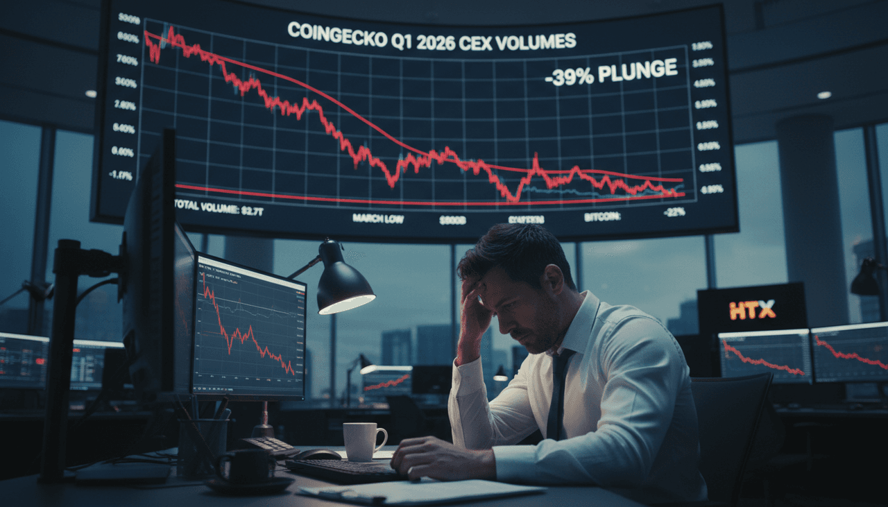 Crypto Enters 'Sustained Winter' as CEX Volumes Plunge 39% in Q1, CoinGecko Reports