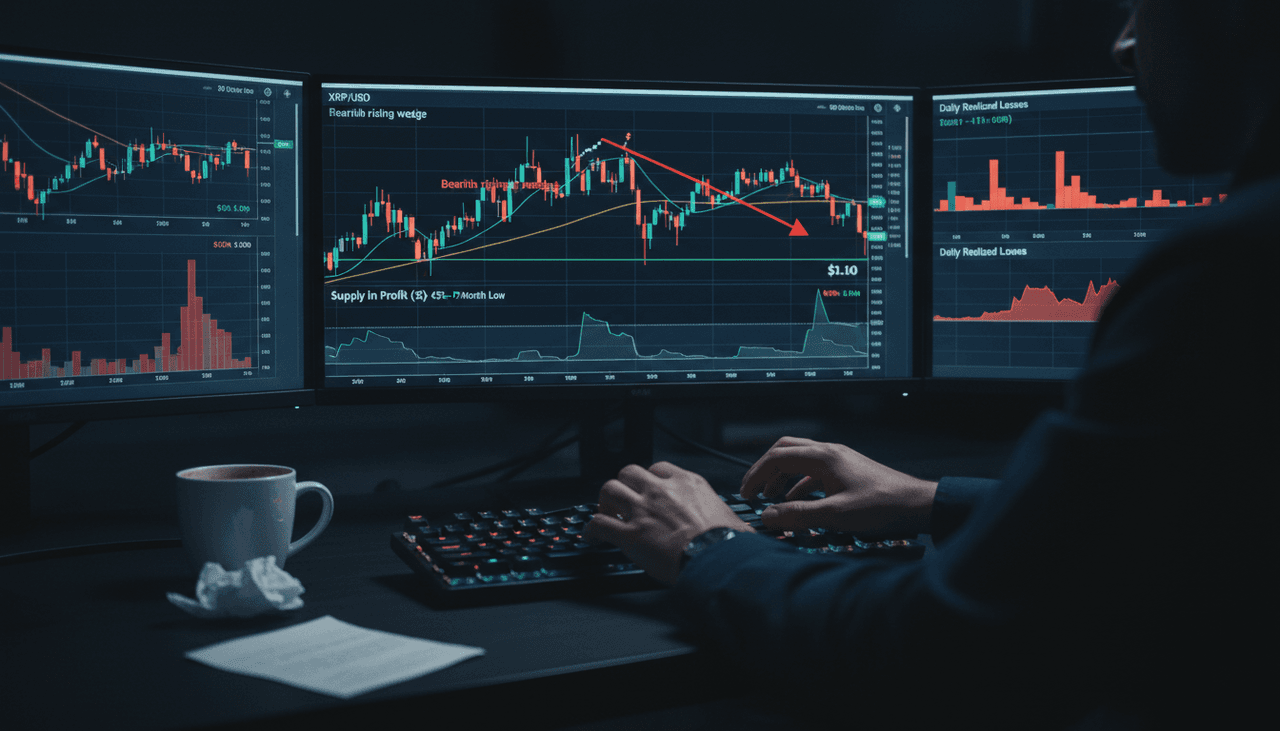 XRP Faces Steep Correction as On-Chain Metrics Signal Capitulation and Technical Breakdown Targets $1.10